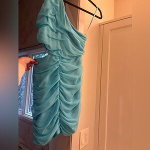 Aqua by Bloomingdale’s rouched cut out mini dress